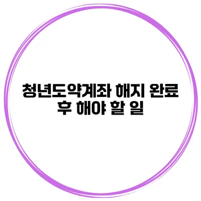 청년도약계좌 해지 완료 후 해야 할 일