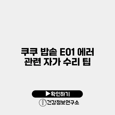 쿠쿠 밥솥 E01 에러 관련 자가 수리 팁