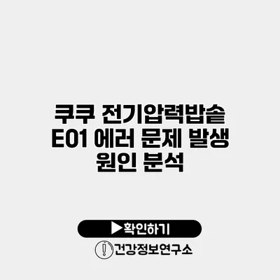 쿠쿠 전기압력밥솥 E01 에러 문제 발생 원인 분석