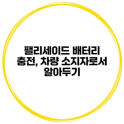 팰리세이드 배터리 충전, 차량 소지자로서 알아두기